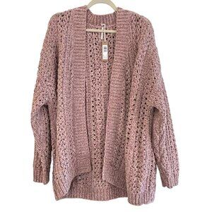 Revolve Hello Nite Chunky Knit Open Front Cardigan Sweater Almond XL